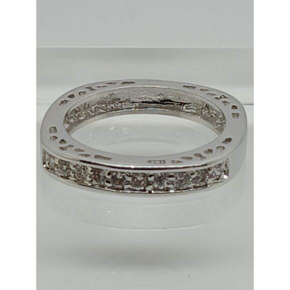 Unique Vintage White Gold GP Round Cut Sim Diamond CZ Stack Wedding Ring Size 7 - Picture 4 of 10